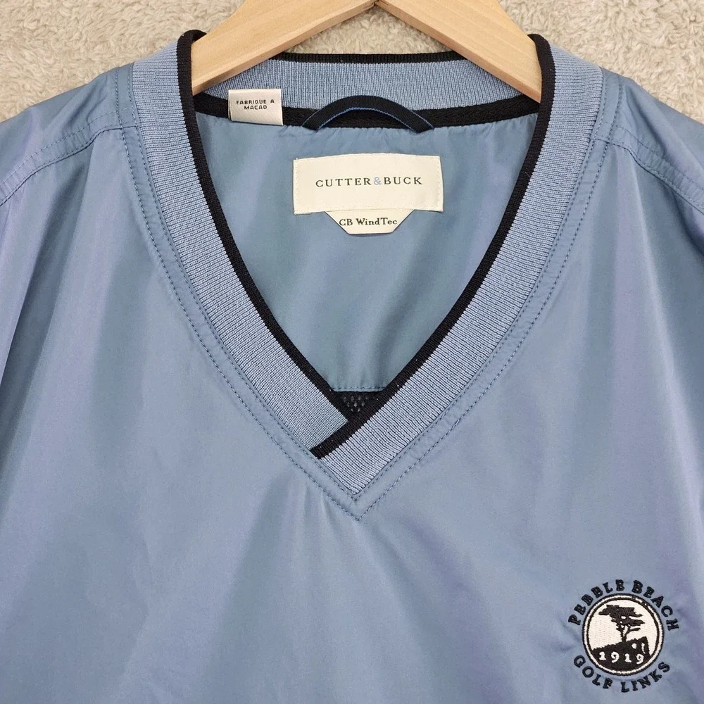 Cutter & Buck Windbreaker Mens M Blue Pebble Beach Golf Links Pullover Jacket